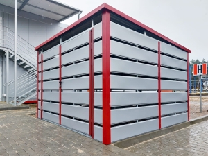 Wiata śmietnikowa 3x4m Srebrny + Czerwień