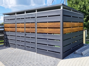 Wiata śmietnikowa 4,5x2,5m Matowy Grafit + Dąb rustykalny