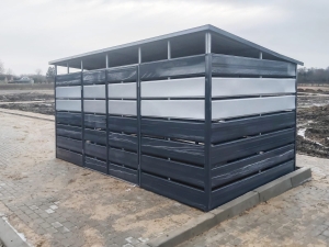 Wiata śmietnikowa 5x2,5m Matowy grafit + srebrny