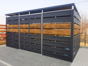 Wiata śmietnikowa 5x2,5m matowy grafit + dąb rustykalny