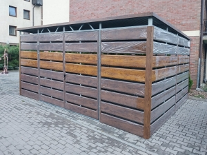 Wiata śmietnikowa 5x5m orzech + dąb rustykalny