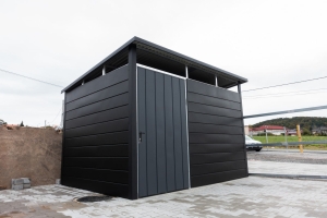 Wiata śmietnikowa schowek nGen 3,5x2,5m Matowy Grafit + Matowa Czerń + 2x furtka