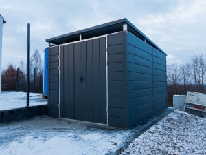 Wiata śmietnikowa schowek 2,5x3,5m Matowy Grafit furtka dwuskrzydłowa