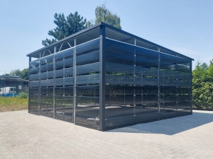 Wiata śmietnikowa schowek 5x5m Blacha perforowana - Grafit + Czerń