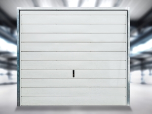 Brama garażowa uchylna Biel (RAL9010) 2530x2100mm - trapez szeroki poziomy